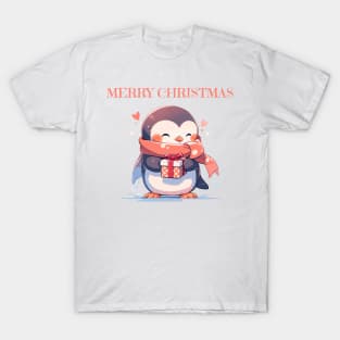 Lovely penguin with a present for Christmas T-Shirt